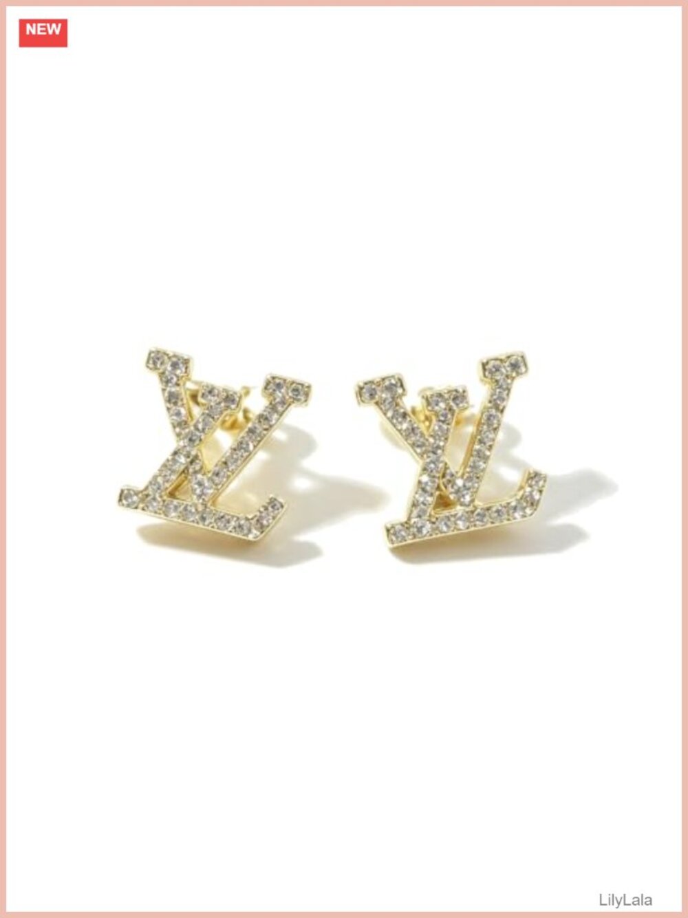 Gold Tone Letter Stud Earrings Sparkling Crystal Initials